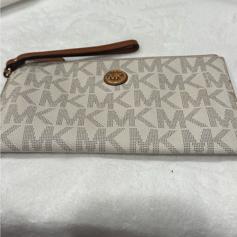 Michael Kors Monogram Beige Wristlet